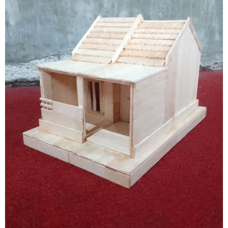 miniatur rumah stik es krim model minimalis kanopi