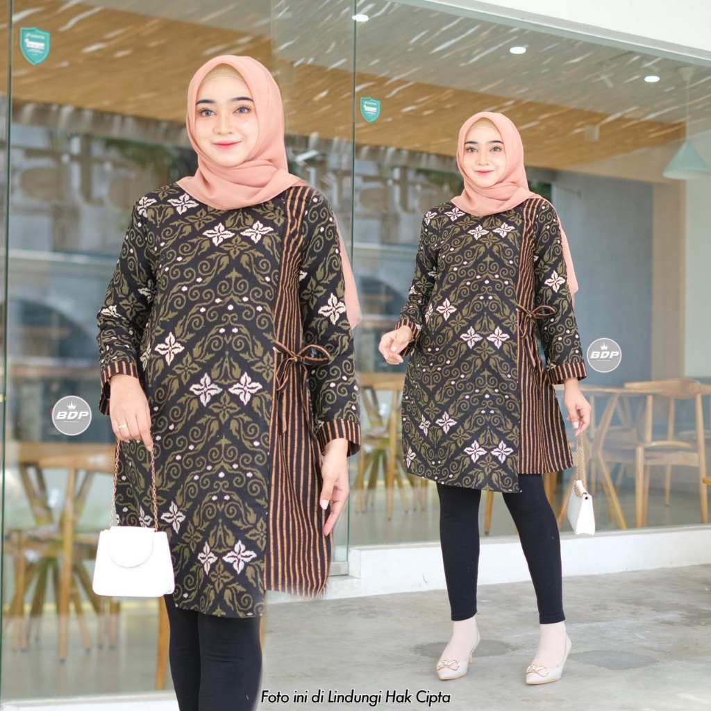 Tunik Batik Wanita Modern Atasan Batik Kerja Kantor Wanita