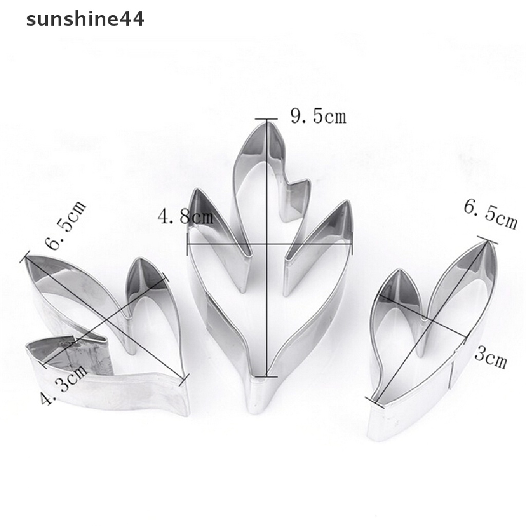 Sunshine Set Cetakan Cutter Stainless Steel Bentuk Bunga Peony + Daun Untuk Dekorasi Fondant Kue