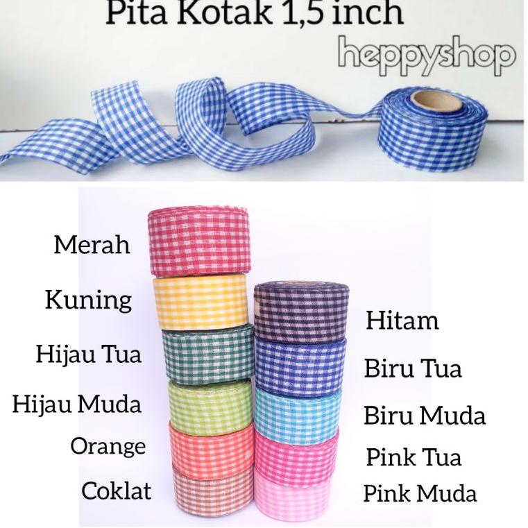 

Baru✯ TGBJF Pita Kotak 1,5 inch, Pita Motif Kotak 82 Ready