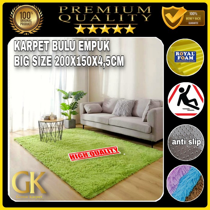 KARPET BULU karpet bulu tebal uk200x150x4,5cm - coklat muda kamar tidur berkualitas tebal anti slip 