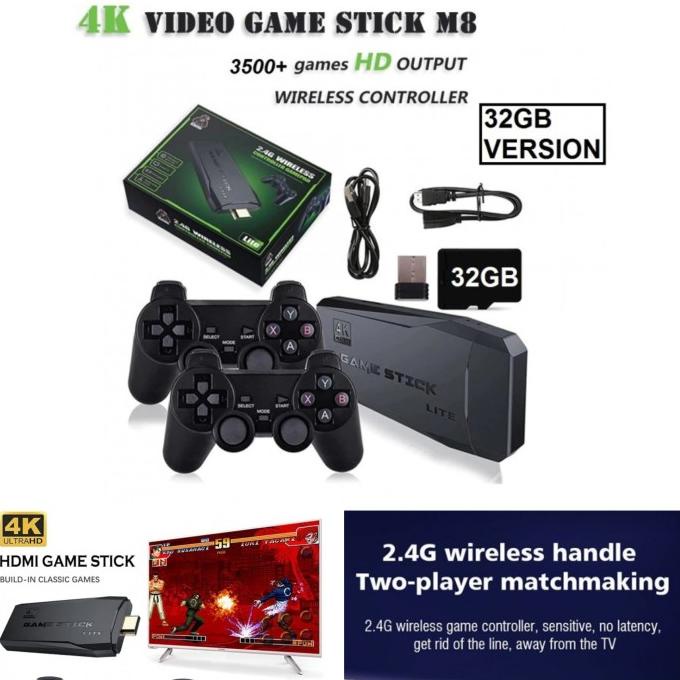 Game Stick Lite M8 32GB - Retro Game Console Stick 4K UHD 3500 Games