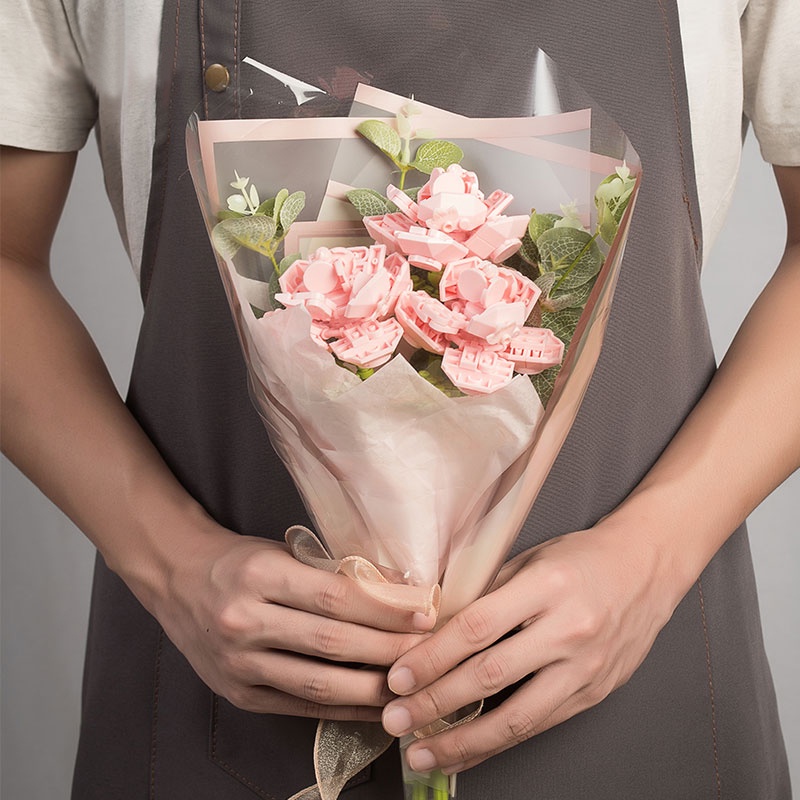 Mainan Brick Balok DIY Buket Bunga Blok Susun Bangunan Flower Bouquet Untuk Dekorasi Meja Hadiah Ulang Tahun