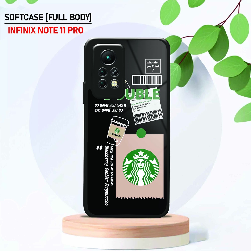 Softcase Kaca Infinix Note 11 Pro - Hardcase Glossy Infinix Note 11 Pro - Fashion [ Starbuck Dobl ] 