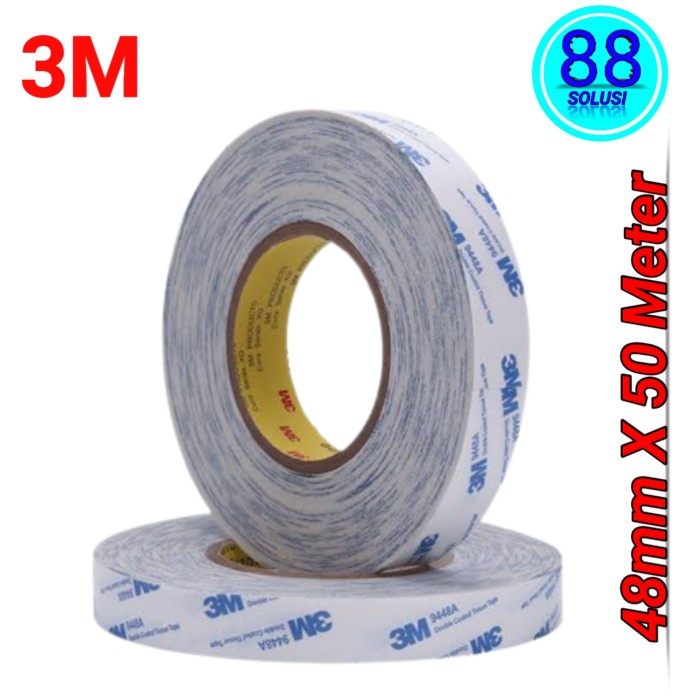 

Double Tape Double Tape Tisu 3M 9448A Original Tahan Air&Api/Super Kuat 48Mm X 50M