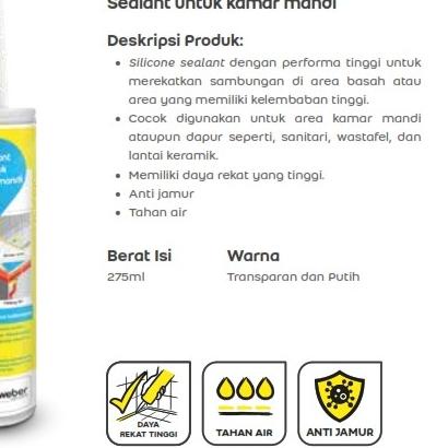 

Weberseal Silicone Bathroom 275ml - Transparan