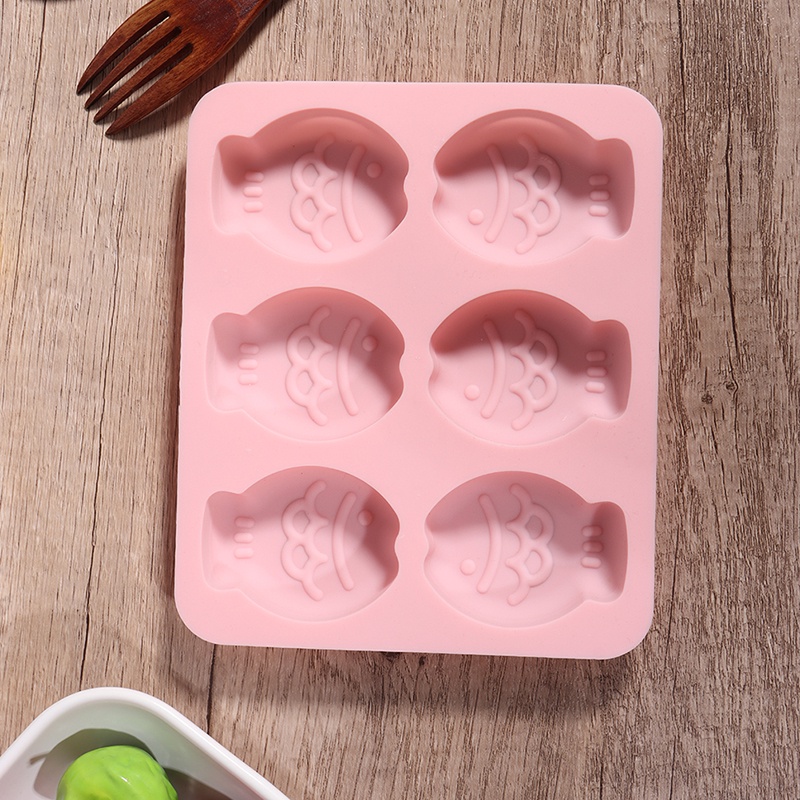 Cetakan Kue / Coklat / Roti Bentuk Kartun Ikan Bahan Silikon 6 grid Tahan Lama Tidak Beracun