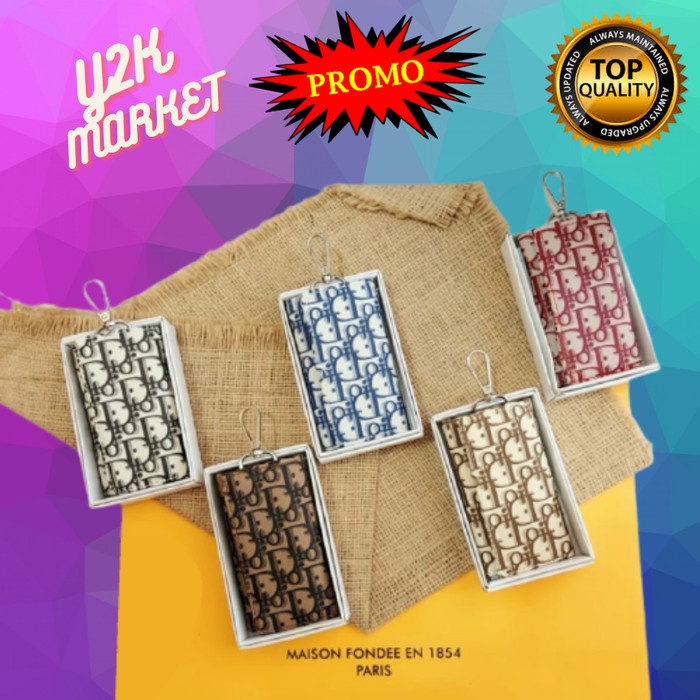 Gantungan Kunci DIOR Dompet STNK Keychain Motor Mobil Multifungsi+Box