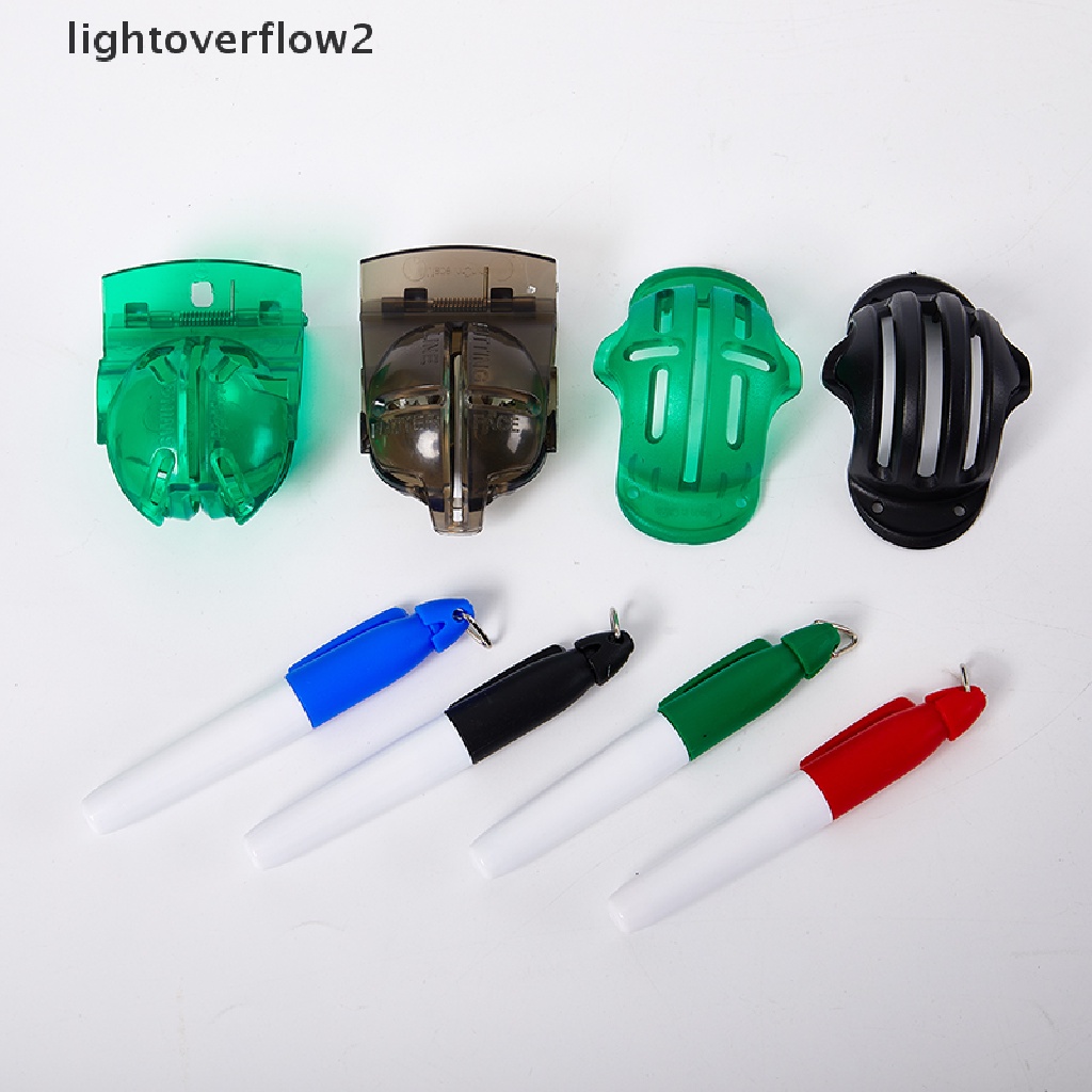 (lightoverflow2) 4pcs Klip Penanda Bola Golf Dengan 4pcs Pulpen