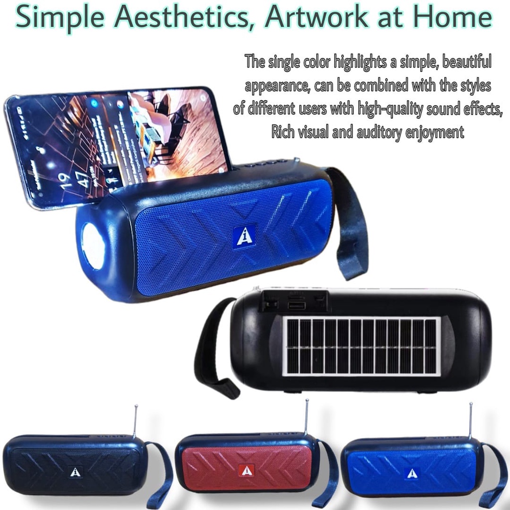 Speaker Bluetooth ERRLY  AI 133 Speaker Solar Recharge Panel Surya Speaker FM Antena Radio Speaker Aktif Senter Flashlight