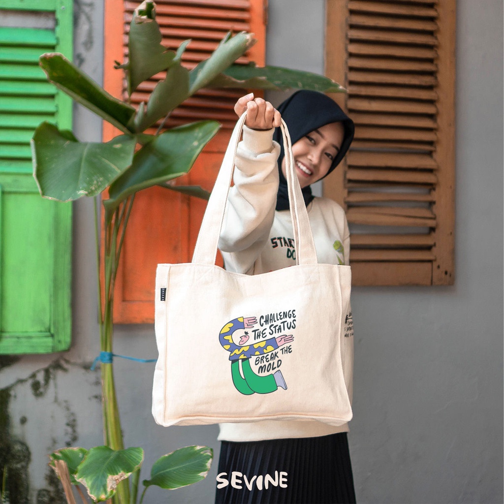 Sevine Totebag Kanvas Daisy Tas Wanita Tote Bag Kantong Laptop Kuliah Sekolah Kerja Quotes Aesthetic - KP