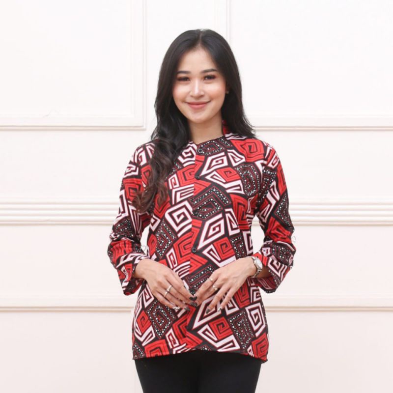 ATASAN BLOUSE BATIK WANITA KANCING MODEL TERBARU