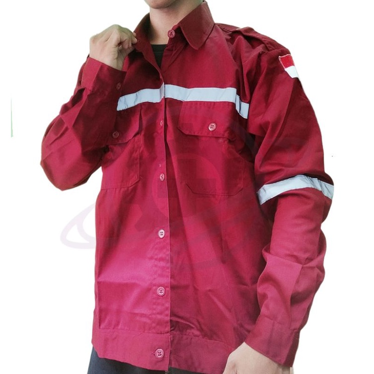 wearpack safety MERAH MAROON katelpak safety proyek seragam kerja safety lapangan proyek