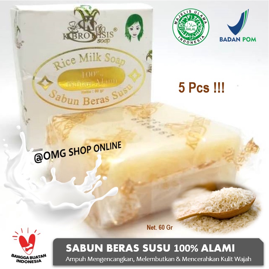 TERMURAH !! 5 Pcs Sabun Beras Susu K Brothsis ORIGINAL BPOM Halal Rice Milk Soap / Sabun Beras Susu Thailand Pemutih Badan / Sabun Muka Glowing dan Putih Sabun Mandi Batangan / Sabun Wajah Glowing Permanen Cuci Muka Sabun Pemutih Kulit Ketiak Selangkangan