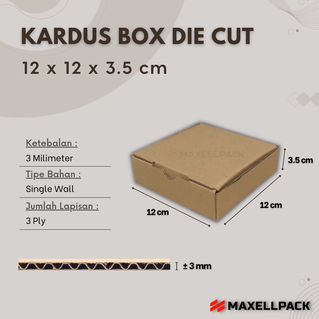 

Kardus Box Die Cut 12x12x3,5 CM Kotak Packing Hampers Polos