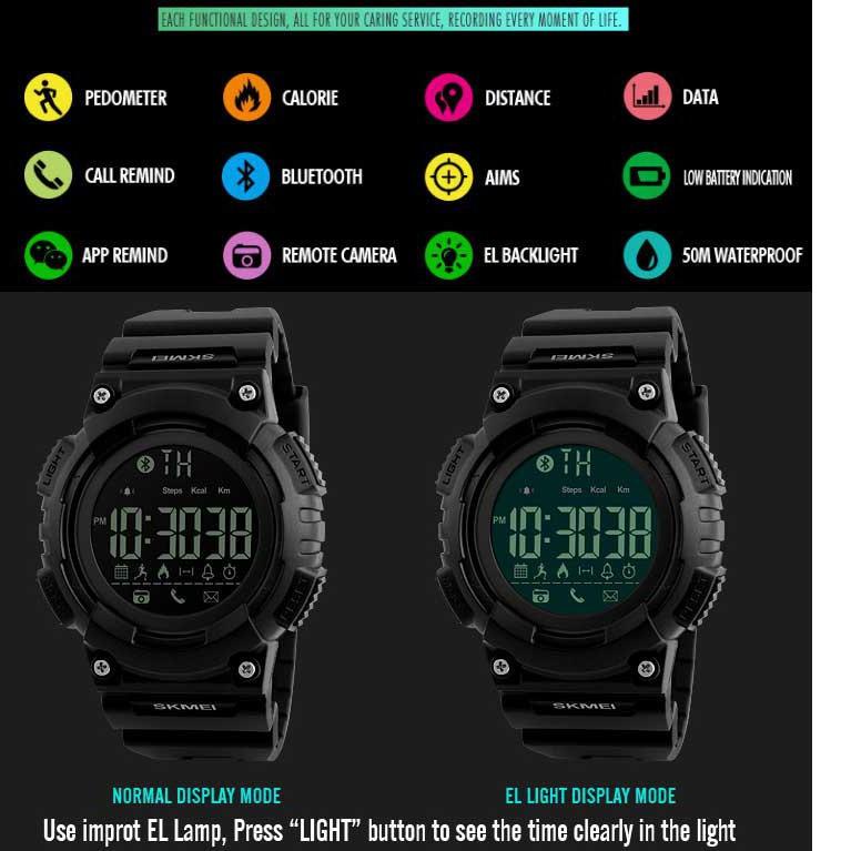 Murah Ekonomis COD✔ Jam Tangan Pria Smart Watch Sport SKMEI Smartwatch Bluetooth Water Resistant 50M 1256