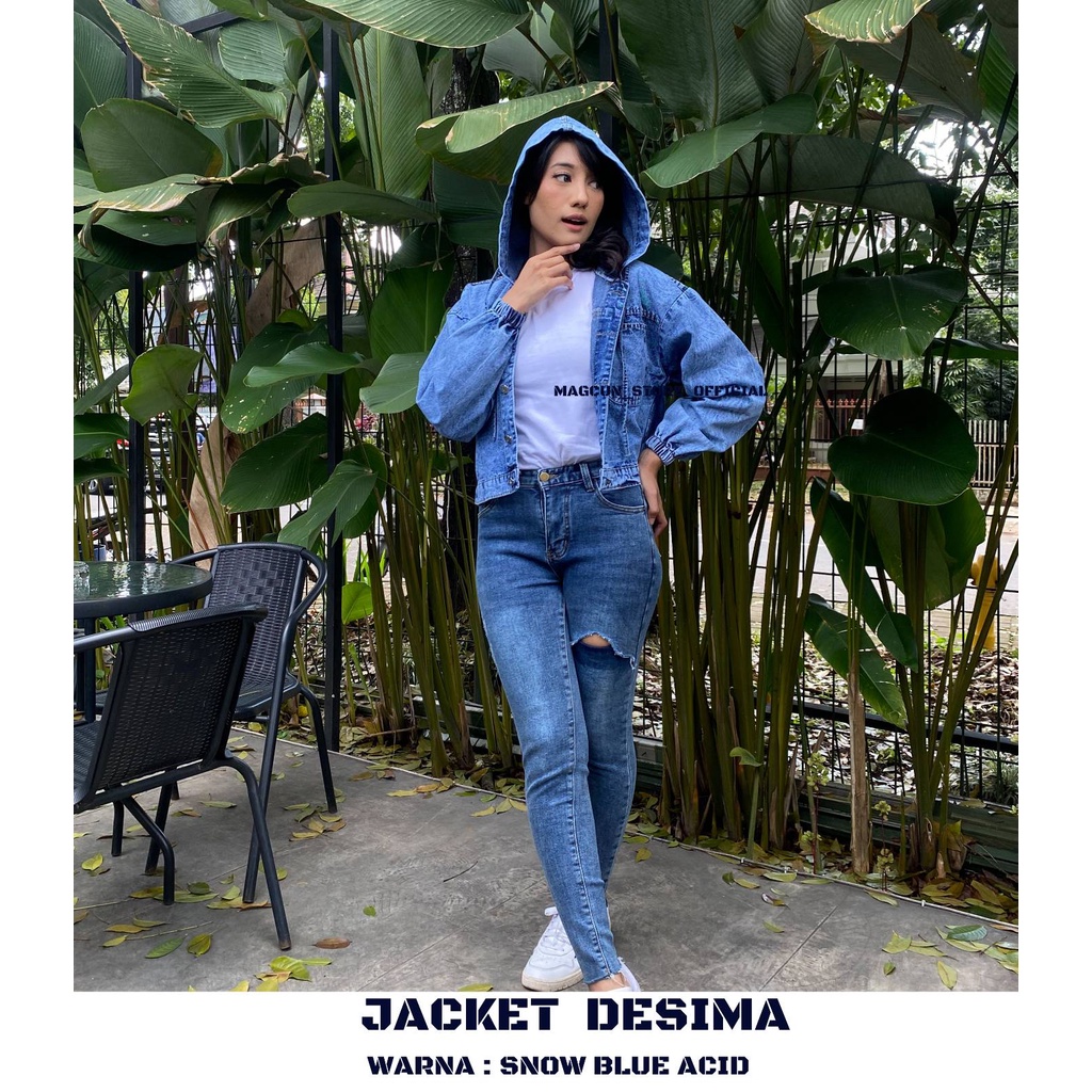 MAGCUN - JAKET JEANS OVERSIZE WANITA // VINTAGE JAKET JEANS OVERSIZE MODEL HOODIE POLOS