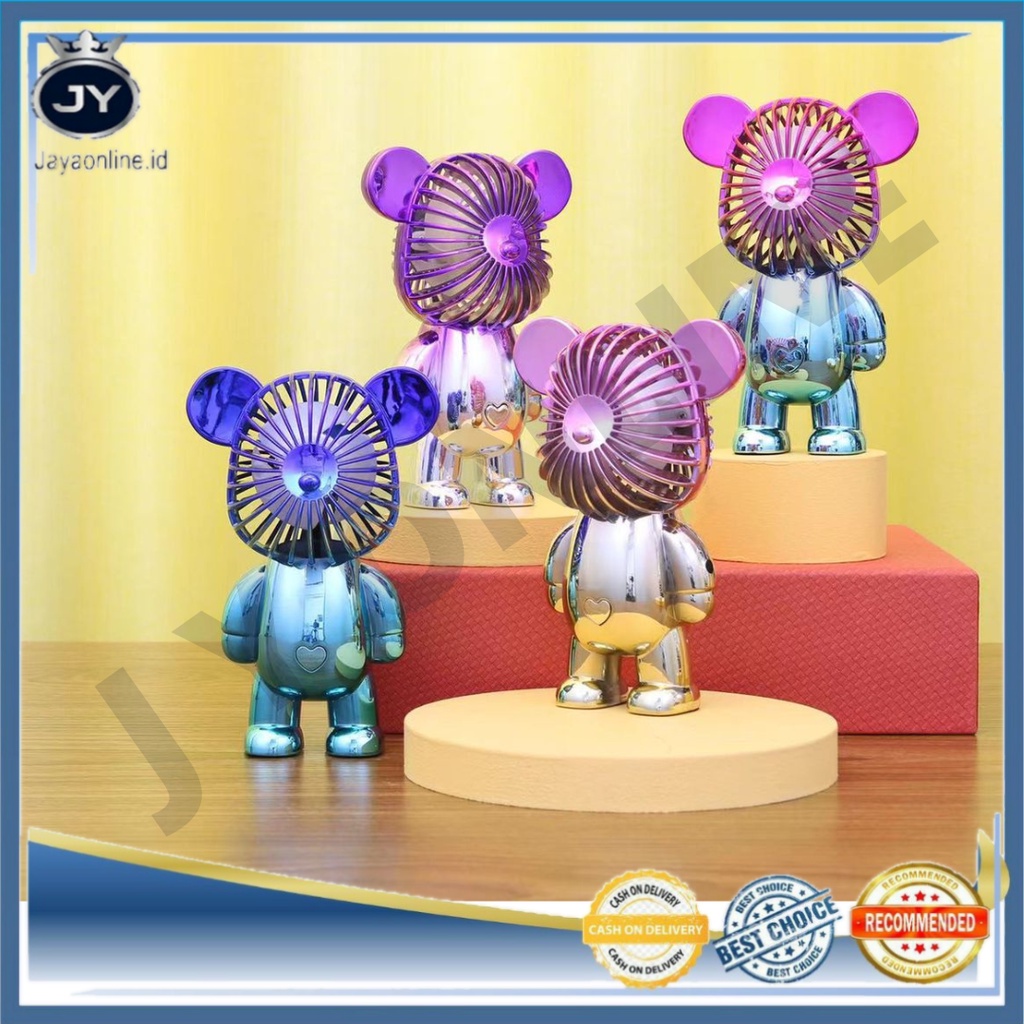 JY MF 987 Kipas Angin Mini Portable USB Charge Motif BearBrick Warna Gradasi / Kipas Angin Meja / Kipas Angin Genggam / Mini Fan Bear Portable