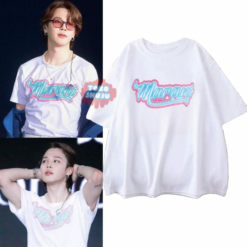 Baju Jimin bts Moront Biru Lis Merah