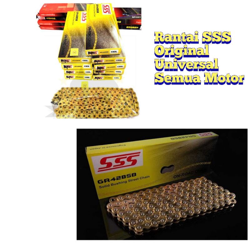 Rantai SSS Racing Gold Ukuran 428HSB Dan 415HSB Panjang 130L Supra,Rx King,F1ZR,Jupiter,Shogun