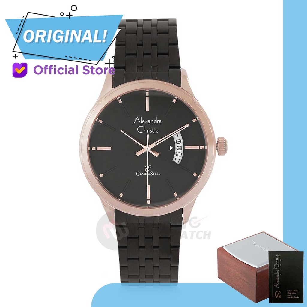 Jam Tangan Pria Analog Alexandre Christie 8678MD AC8678 AC 8678 MD 8678 MDBBRBA Original Garansi Res