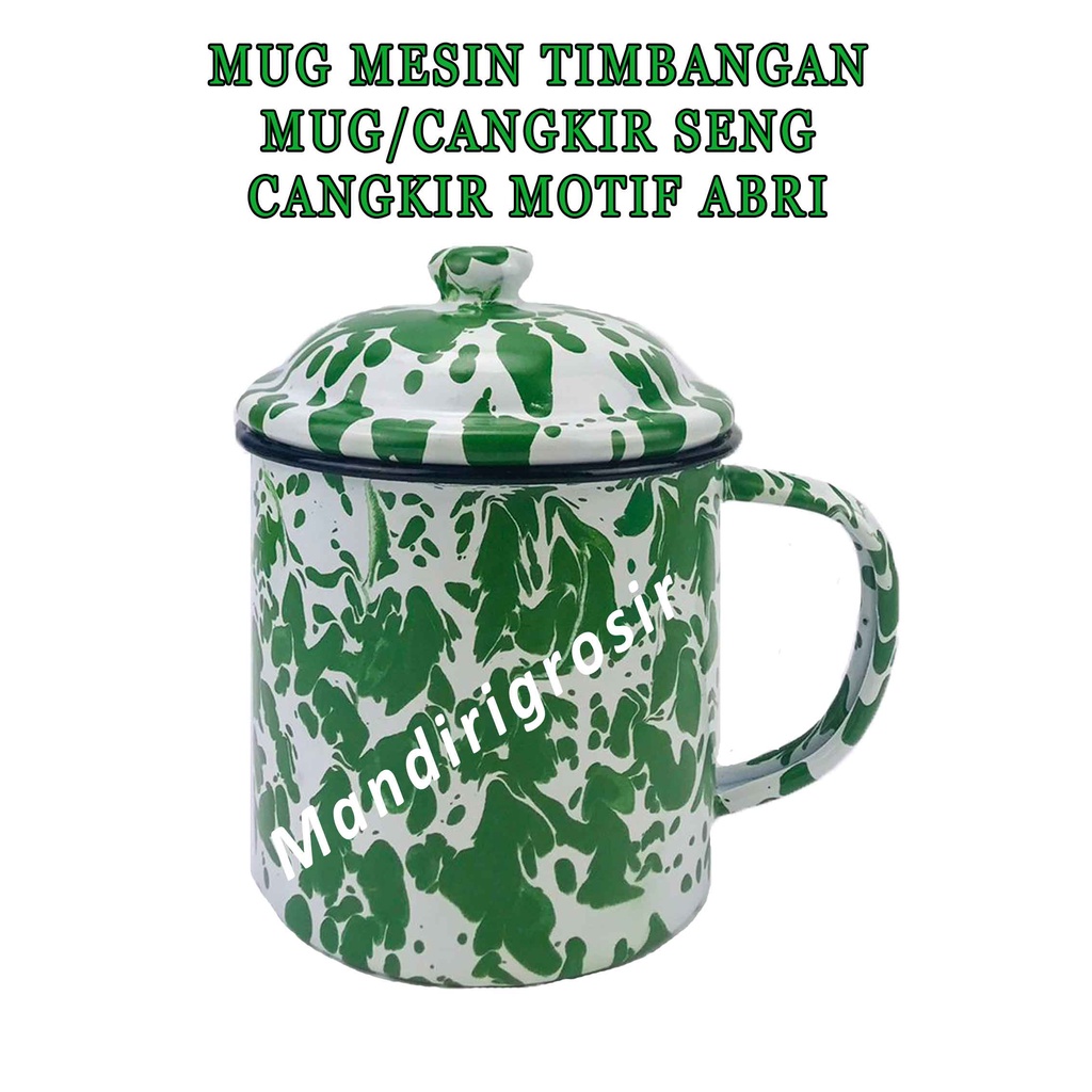 Mug Enamel * Cangkir + Tutup * Mug Loreng Jadul * Cangkir Seng Bercorak