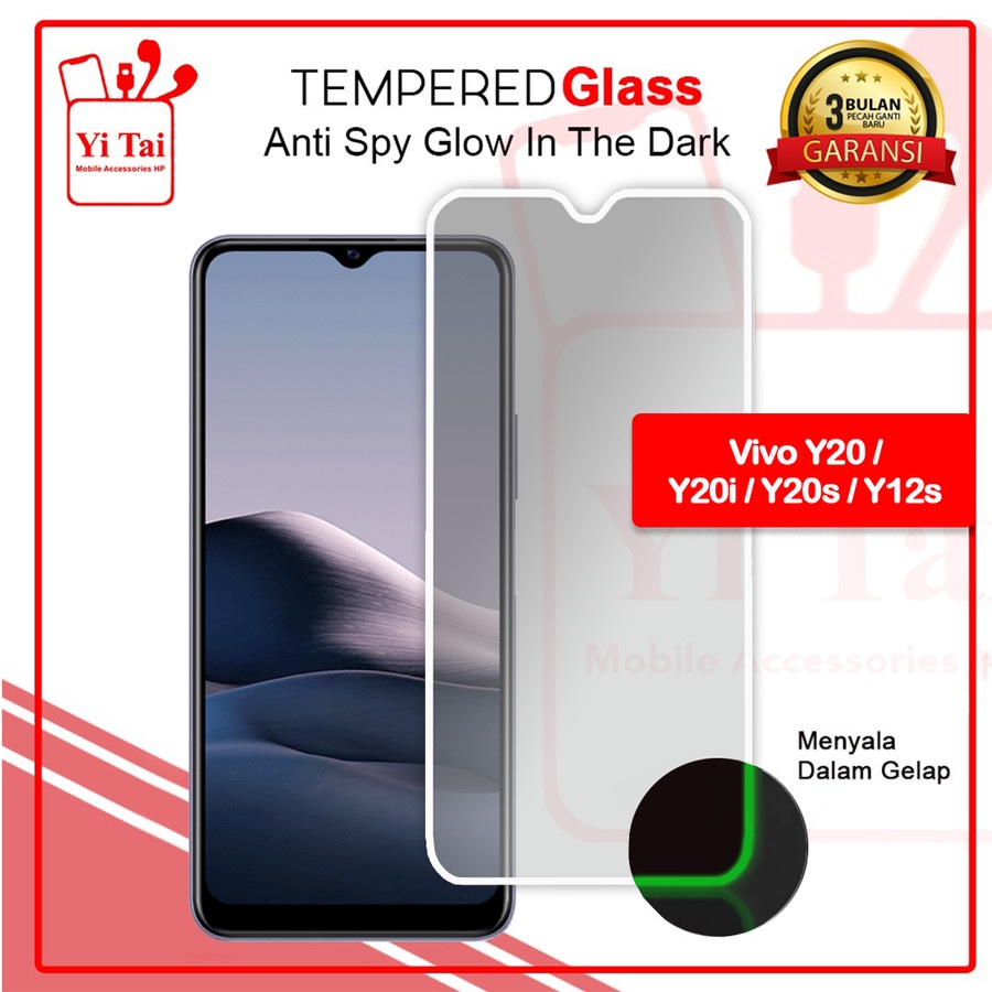 YI-TAI TEMPERED GLASS PREMIUM SPY GLOW IN THE DARK VIVO Y20 Y20I Y20S Y12S VIVO Y21 Y21S Y21T VIVO Y50I Y50 Y30 VIVO Y51 2020 Y51A WHITE_CELL