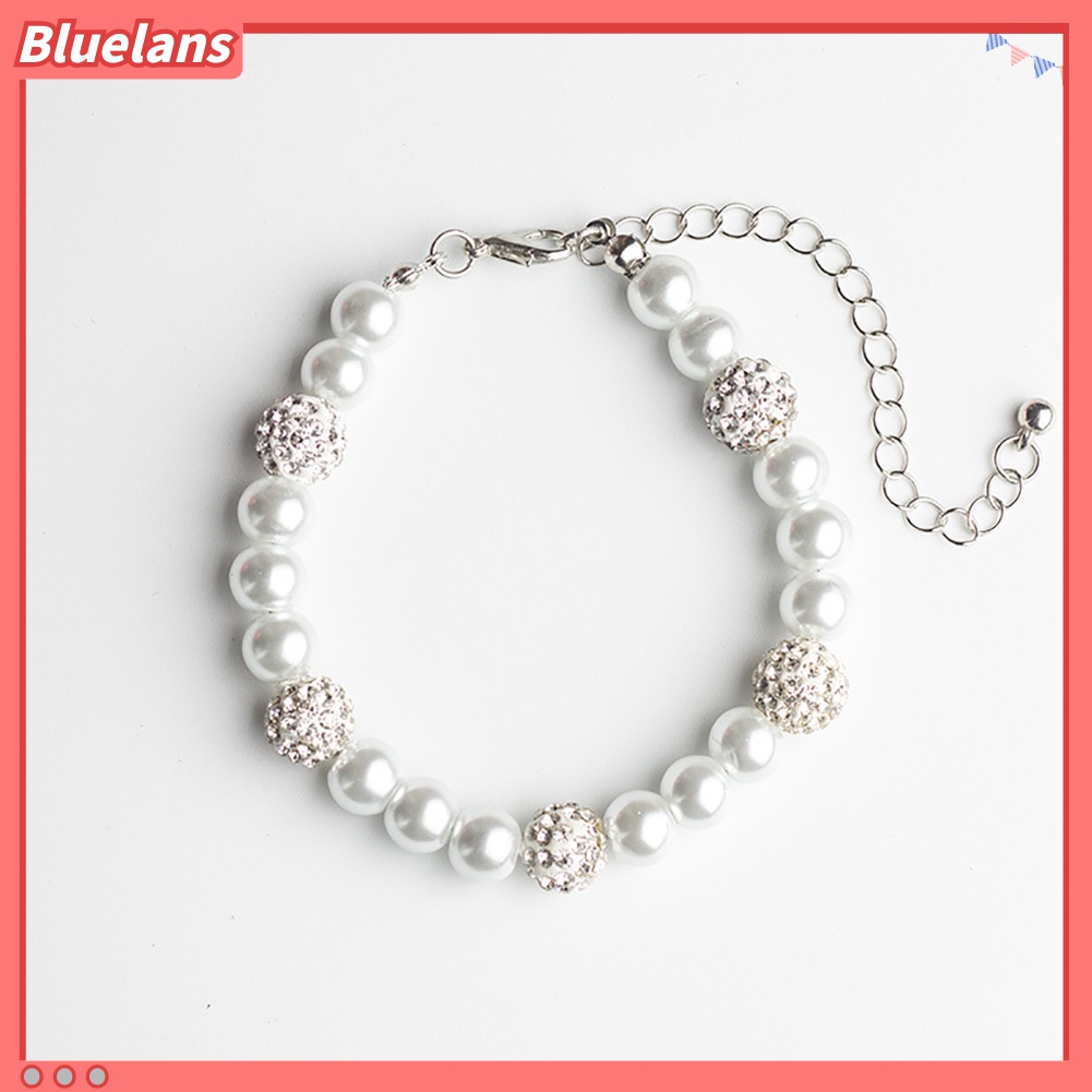 Bluelans Gelang Liontin Mutiara Berlian Imitasi Gaya Elegan Untuk Wanita