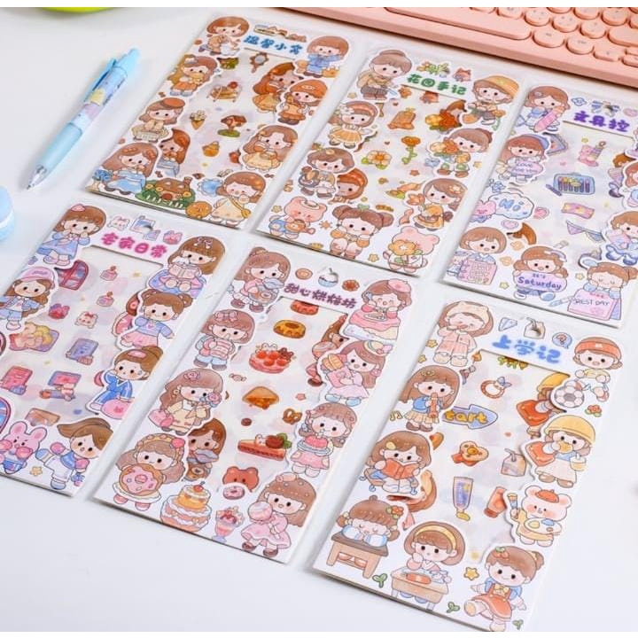 PAOPAO Stiker Import isi 4 Lembar Happy Fun People Orang Kartun Cute Scrapbook