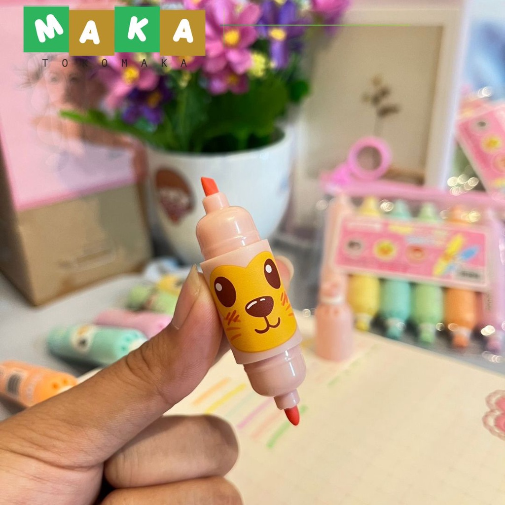 

stabilo isi 6 bentuk sosis highlighter warna warni penanda buku text marker text liner perlelngkapan sekolah alat tulis kantor atk