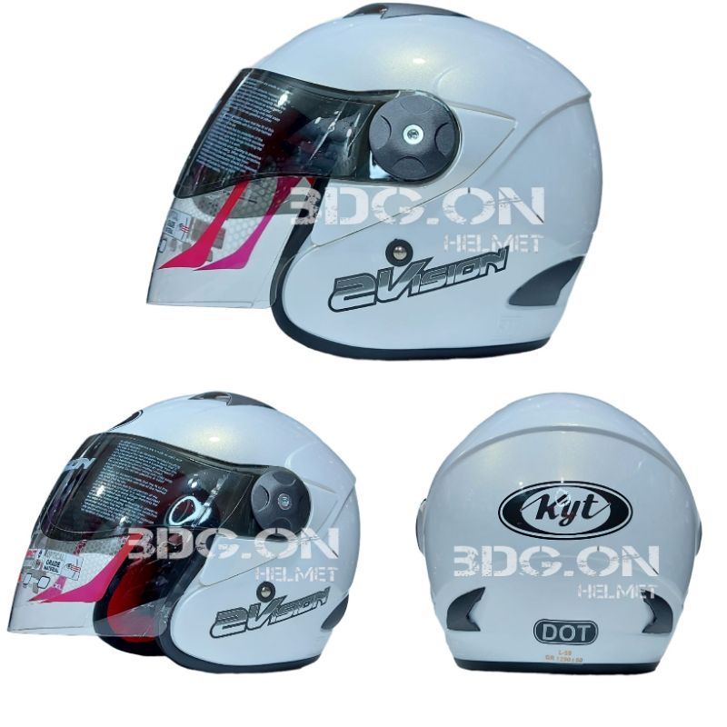Helm KYT 2 VISION Solid WHITE PUTIH 2Vision Original Half Face SNI DOT