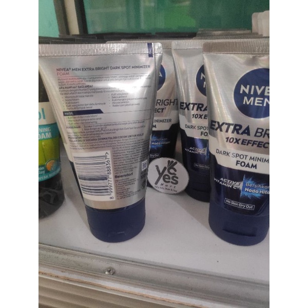 Nivea Cewek Cowok Men Extra Bright 10x Effect 100ml Dark Spot Minimizer Foam Bersihkan Noda Hitam Sabun Cuci Muka Wanita micro Serum Pria Laki Man