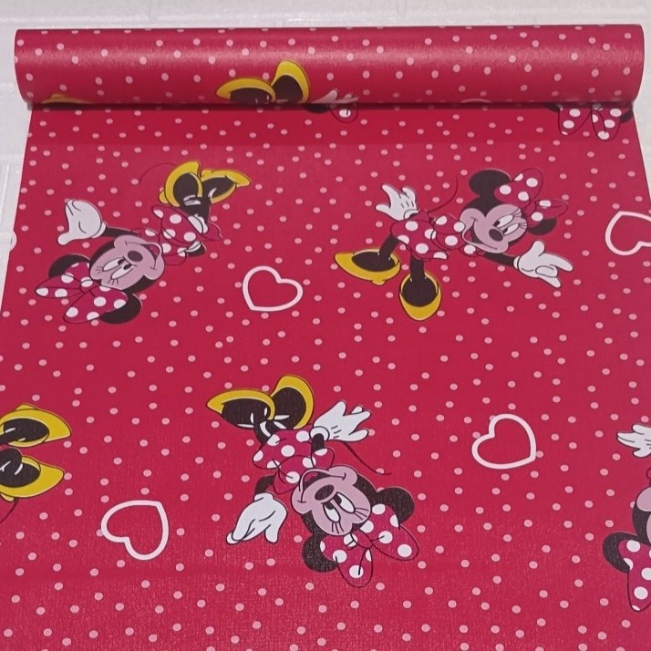 WALLPAPER STIKER DINDING MICKEY MOUSE DASAR MERAH