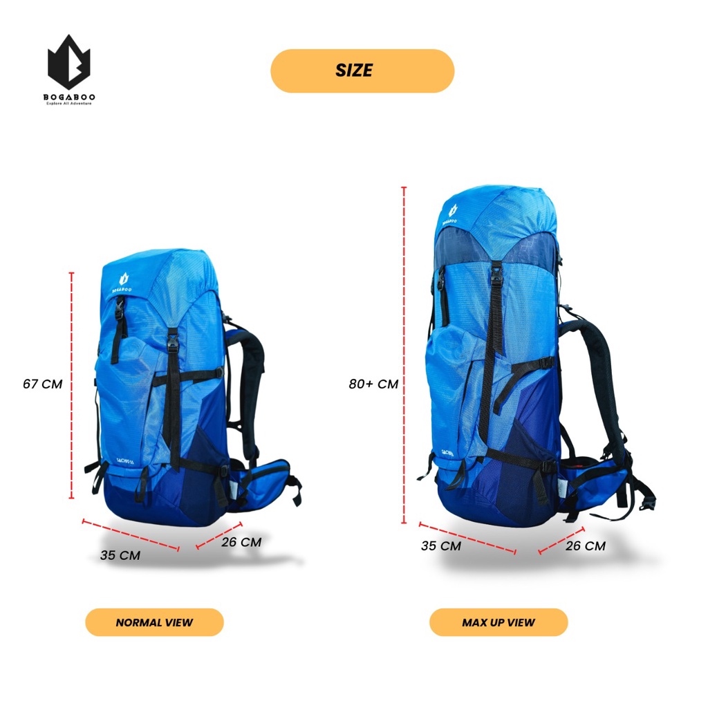 Keril BOGABOO sachio tas gunung carrier ultralight 55 L - keril outdoor - keril gunung - ransel hiking - backpack Hiking Gunun