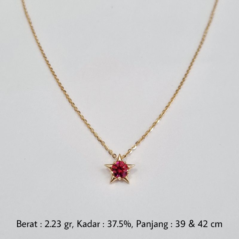 2.23 gr - Kalung Emas Bintang Mata Merah 39 &amp; 42 cm Kadar 375 (8K) - BW10