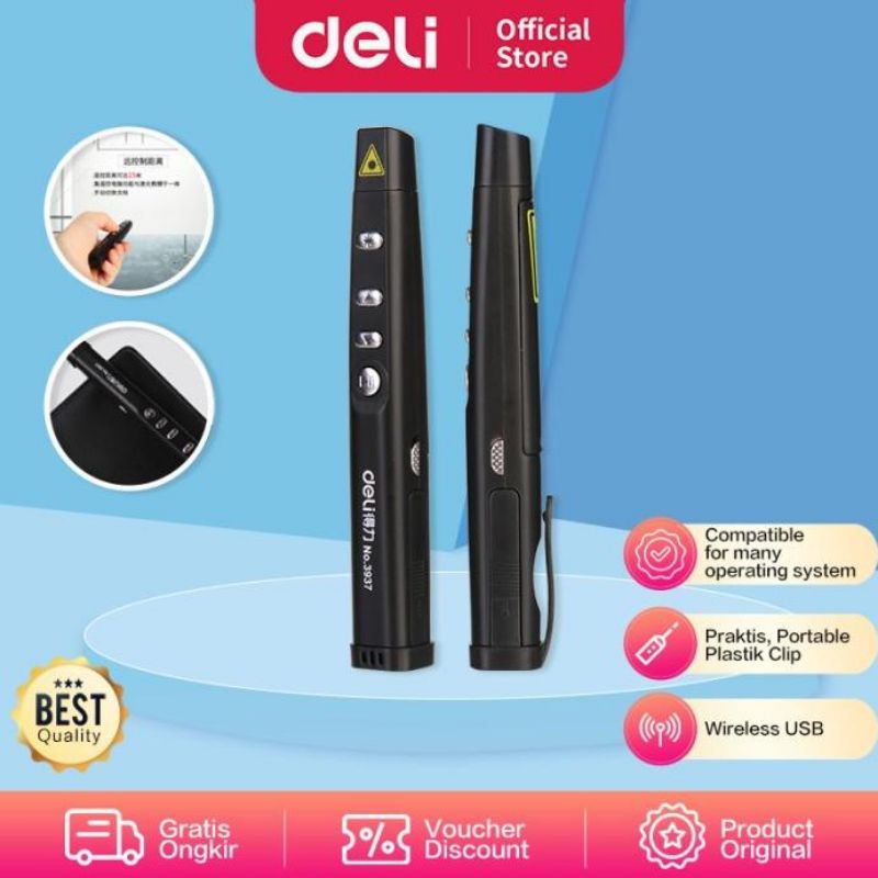 

Deli Laser Pointer + Presenter Wireless USB / Pen Laser Presentasi 3937