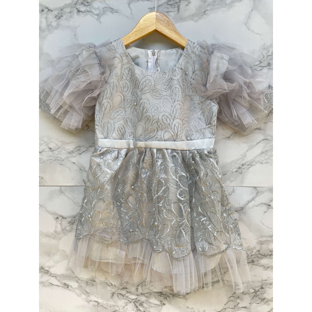 Dress Brokat Tile Mutiara Anak Perempuan - Dress Ulang Tahun - Dress Pesta - Dress Kondangan - Dress Anak 001