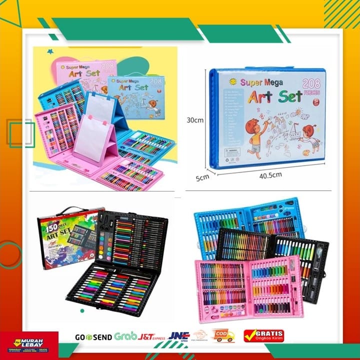 

(COD) Crayon Set Peralatan Lukis dan Mewarnai anak Art Set Pensil Warna Spidol warna set isi 150 pcs dan 208 pcs