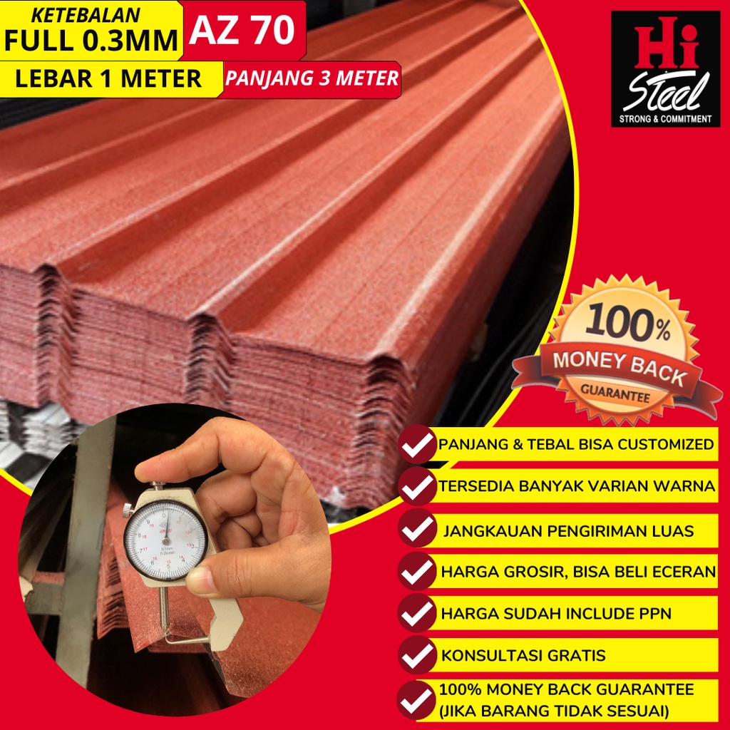 Atap Spandek Pasir 0.30mm X 1mtr X 3m