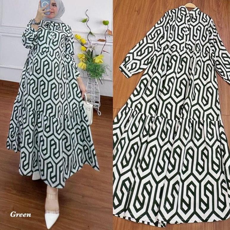 DRESS MIDI ZARA PRINT VIRAL HERLIN KENZA [BNT.18Oc22υ]