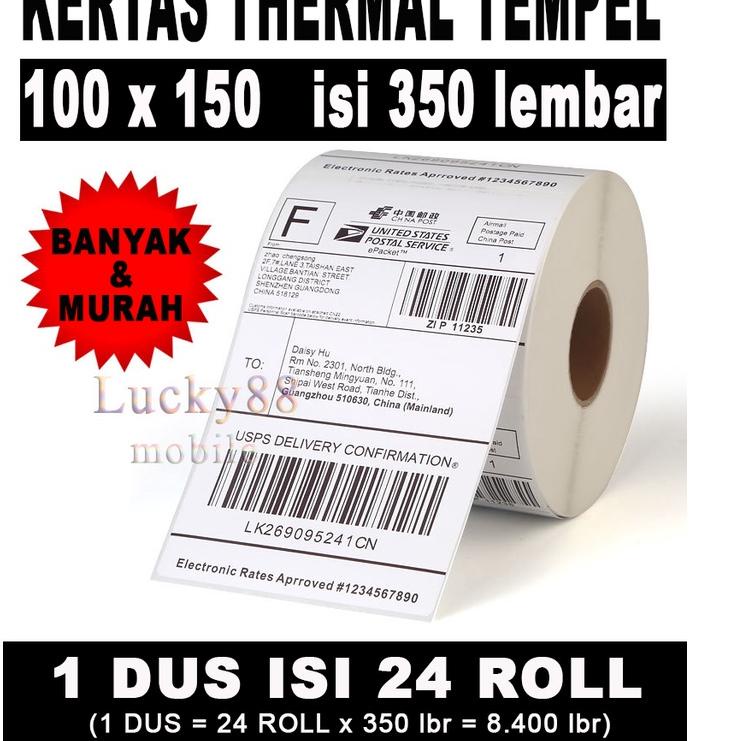 

Lebih Ekonomis TERMURAH KERTAS THERMAL 350 pcs 100 mm x 150 mm LABEL TERMAL STICKER TEMPEL (bukan 200 250 lembar )