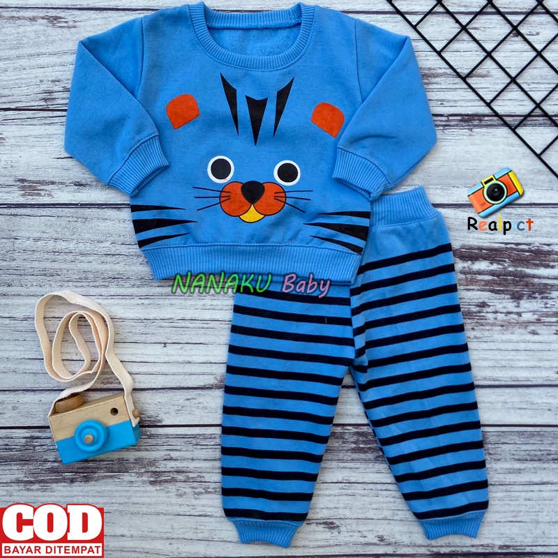 Ana Baby - Setelan Joger Bayi Setelan Sweater Bayi Motif Kucing Anak Usia 3-12 Bulan