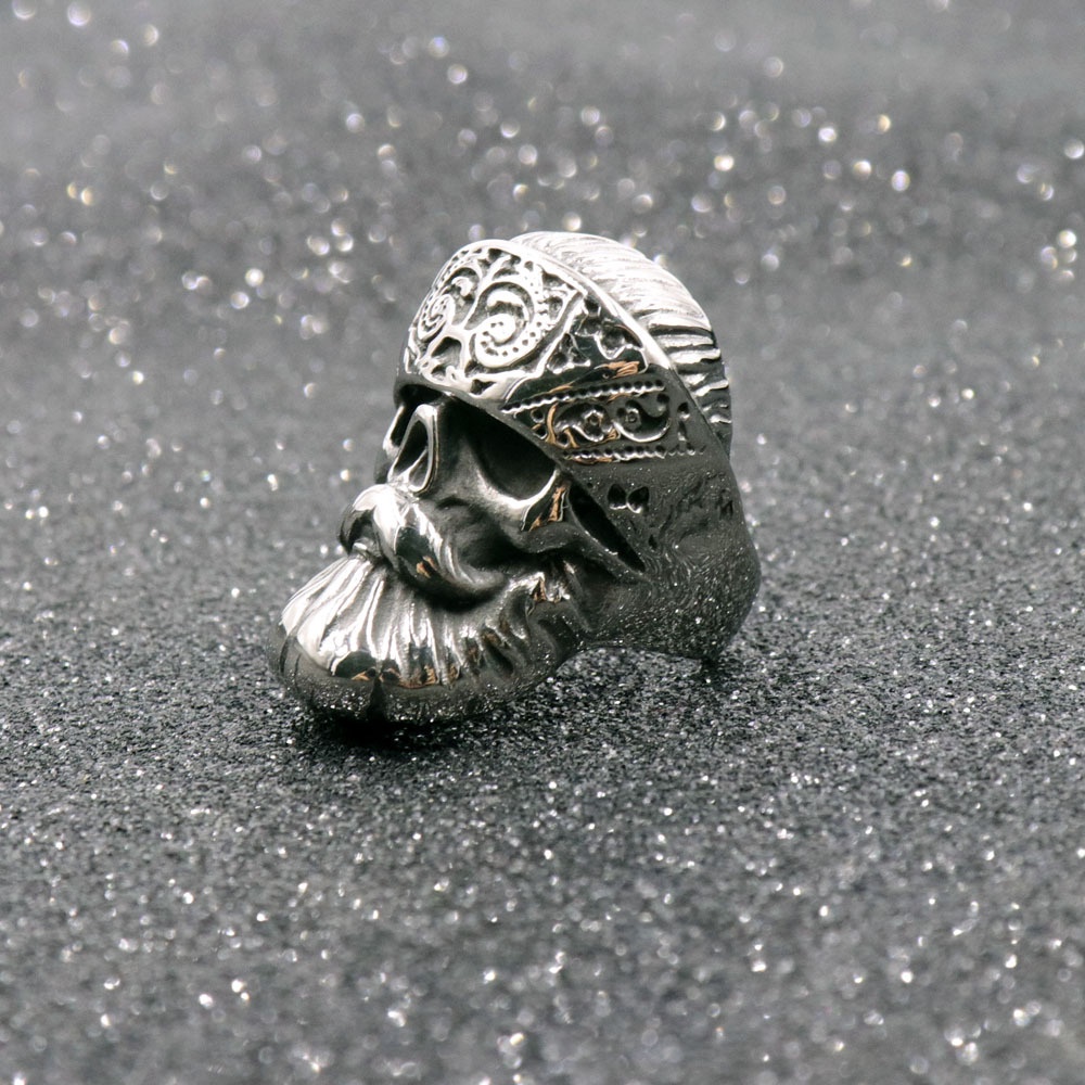 Cincin Alloy Desain Kumisjenggot Tribal Gaya Vintage Rock Untuk Pria