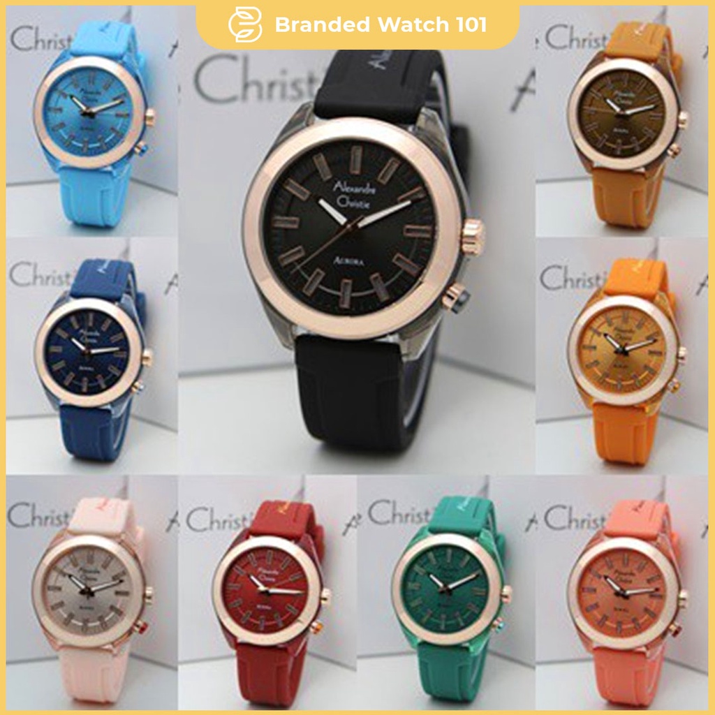 ORIGINAL Jam Tangan Wanita Alexandre Christie Aurora AC 2928 / AC2928 / 2928 Garansi Resmi 1 Tahun, Rubber