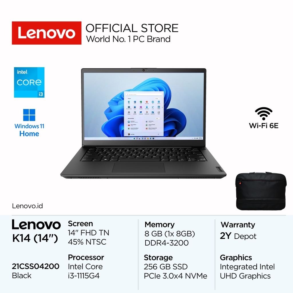 Jual Lenovo K14 Gen 1 4200 Intel Core i3 1115G4 Win11 Home 8GB 256GB