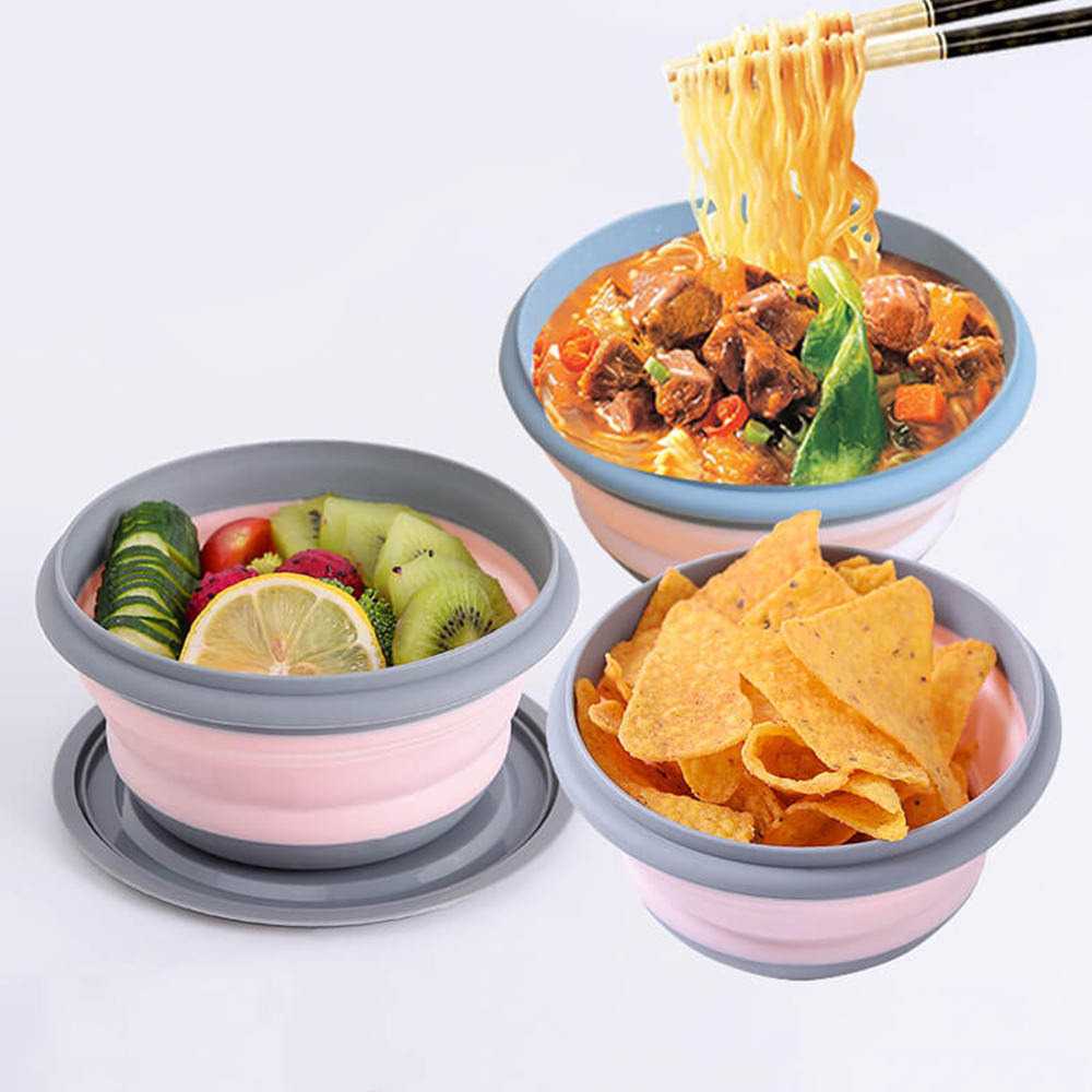 Kotak Bekal Makan Foldable Healthy Bento Lunch Box 3 PCS Mangkuk Lipat Travel Camping Outdoor Portable