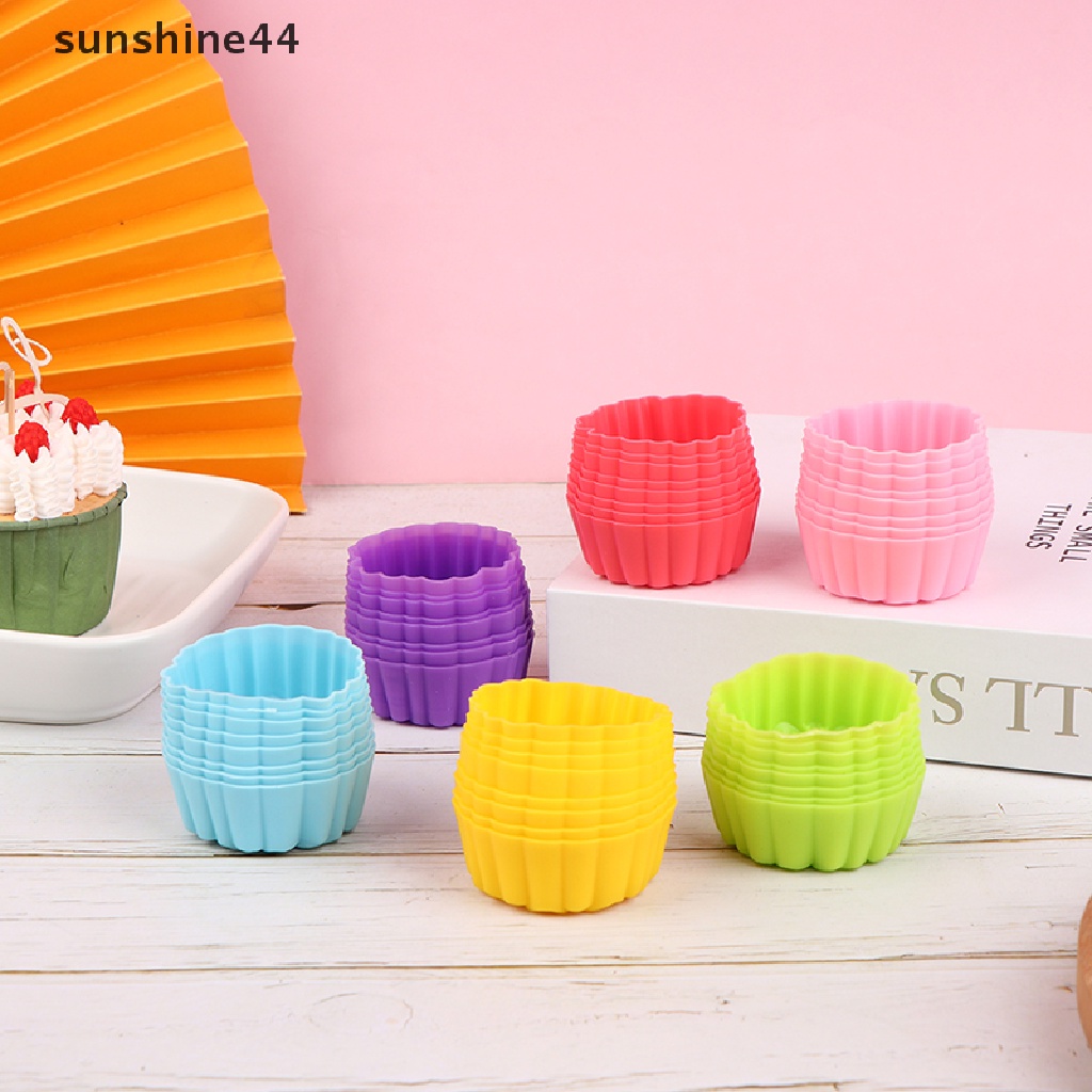 Sunshine 6Pcs Cetakan Puding / Muffin Bentuk Bunga Matahari Bahan Silikon Ukuran 5cm