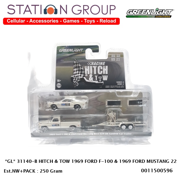 GREENLIGHT 31140-B HITCH & TOW 1969 FORD F-100 & 1969 FORD MUSTANG 22 - DIECAST