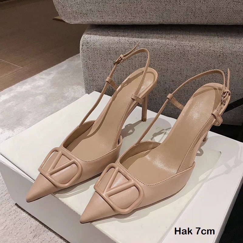 7cm 5cm AGI40666 Heels Wanita Fashion Import VD Hak 5cm Tali Belakang Ready Jakarta Bisa COD (With Box)