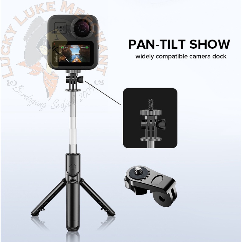 Tripod Tongsis Tomsis Wireless Bluetooth  Combo 4in1 3in1 Photo Video Selfie Vlog Tiktok Youtube Live for Handphone Smartphone-2